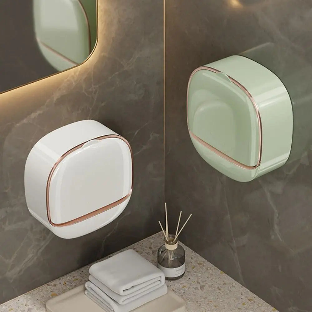 Wall Mounted Soap Dish Drainage Box Waterproof Punch-free Bathroom