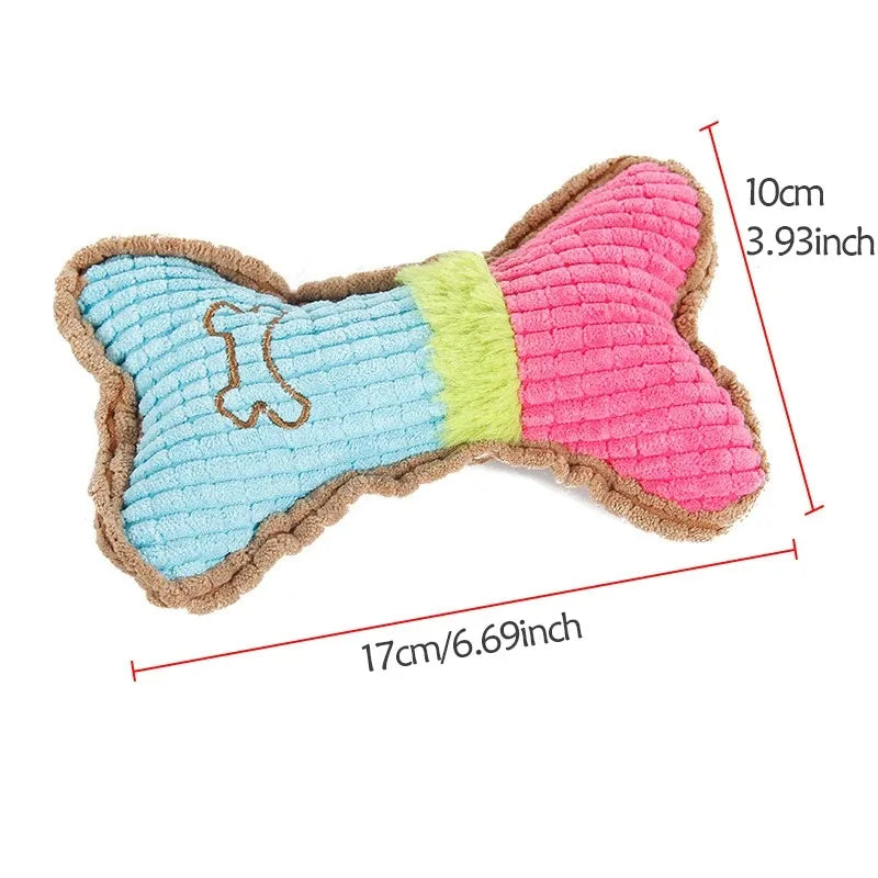 Plush Bone Squeaky Dog Toy – Small & Medium Breed Puppy