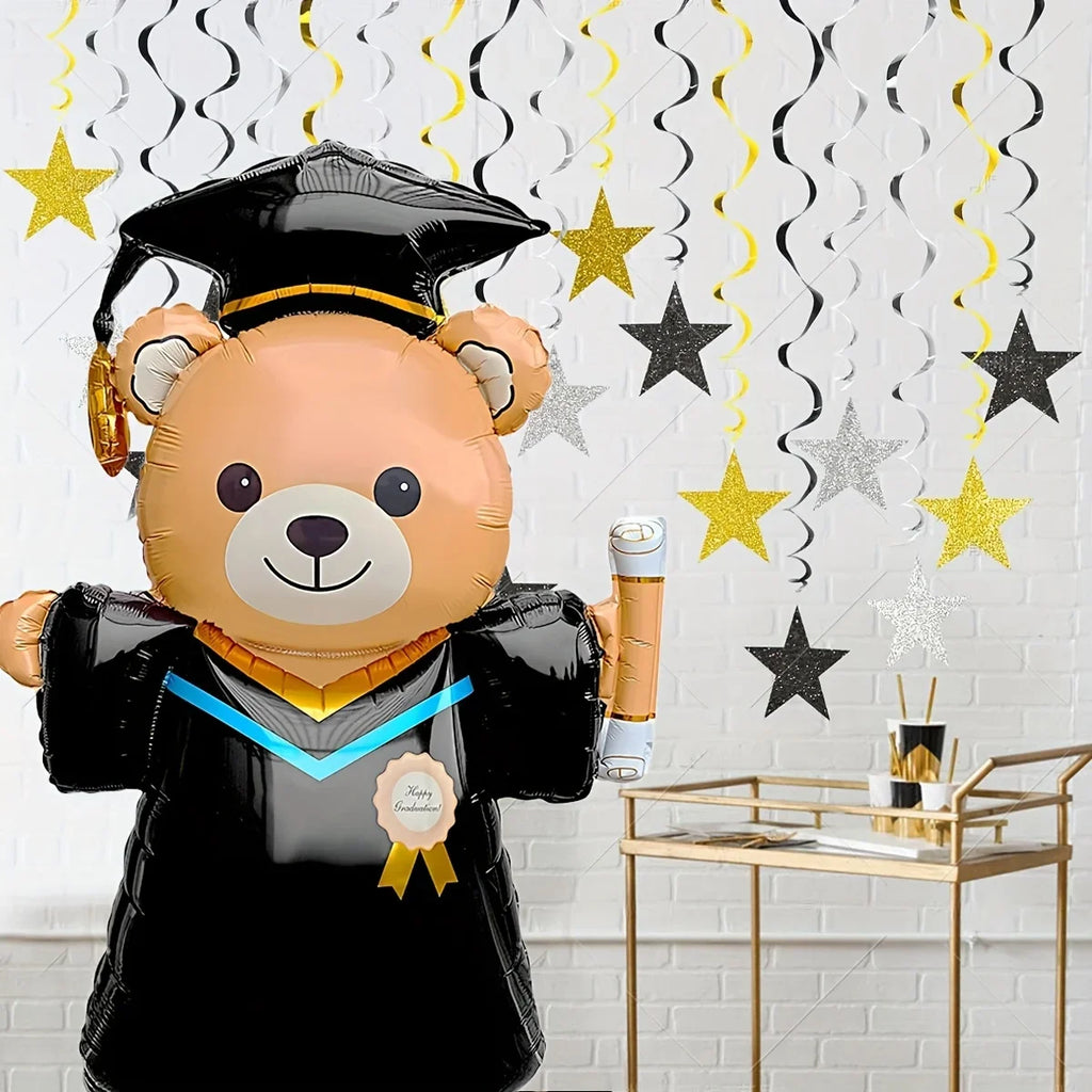 Cute Graduation Bear Aluminum Foil Balloon Perfect School Events