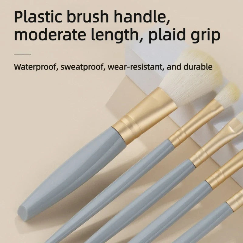 5-Piece Foldable Travel Makeup Brush Set with Mirror