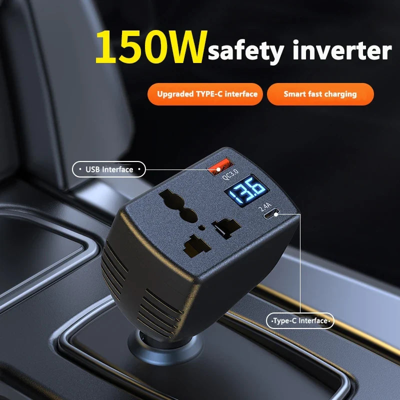 150W Car Power Inverter DC 12V/24V to 220V AC + USB Charger