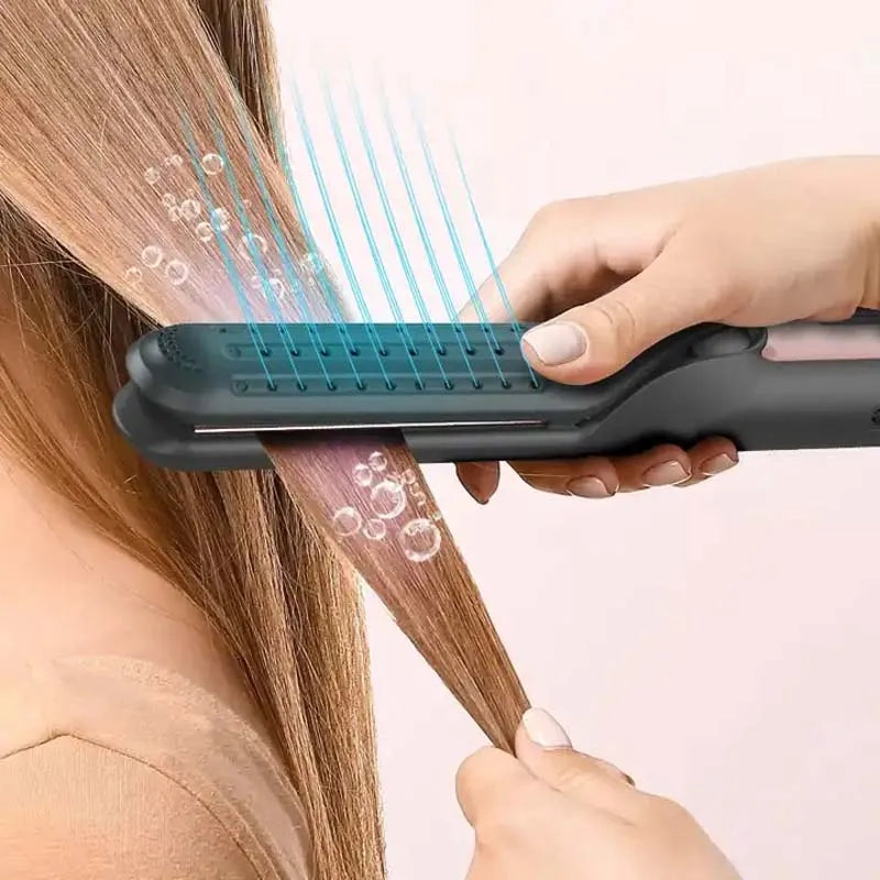 Compact Hair Curler & Straightener | Fast Heating, Wide Plate