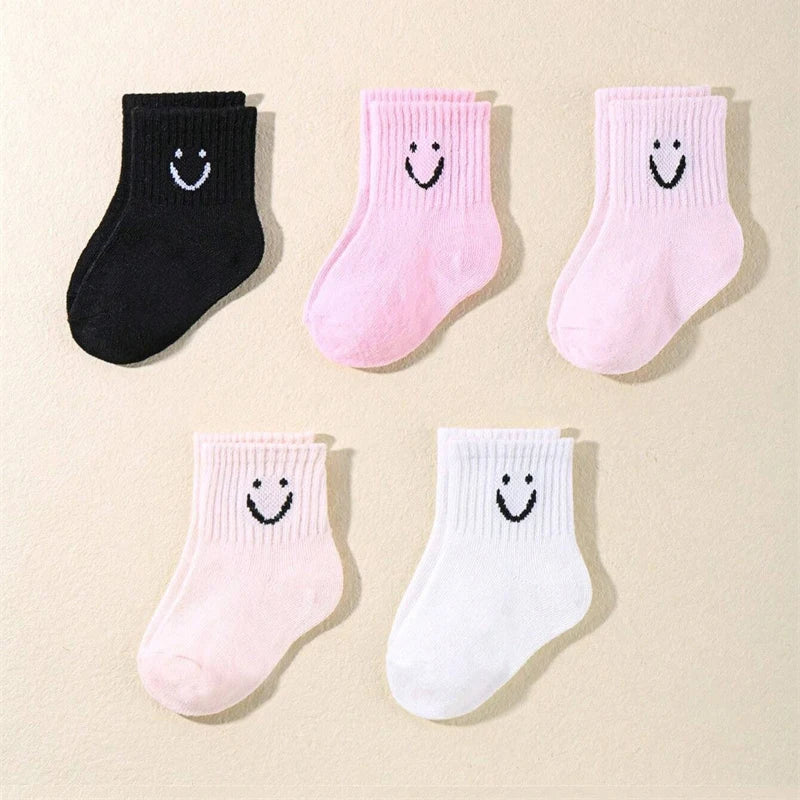 Kids' Smiley Face Mid-Calf Socks 10 Pairs | Boys & Girls