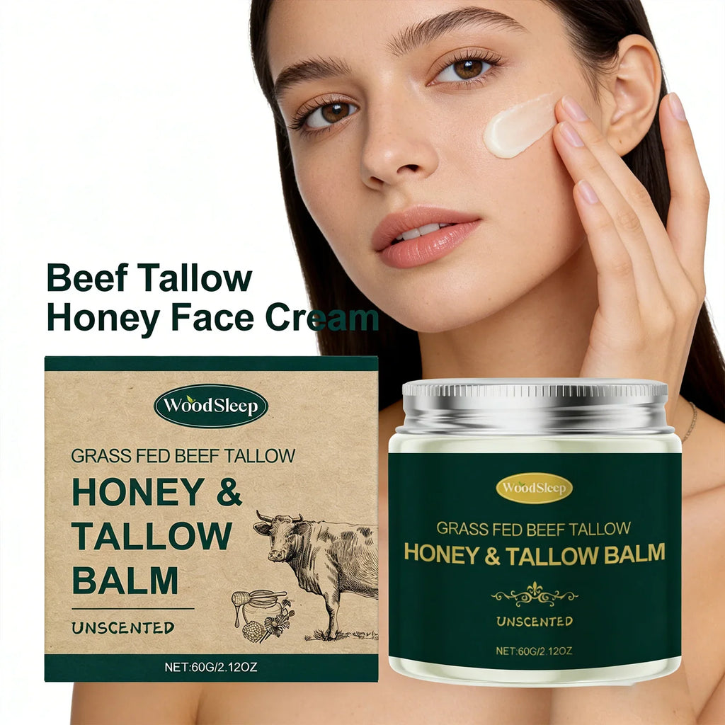 WOODSLEEP Beef Tallow & Honey Face Cream – 60g Moisturizer