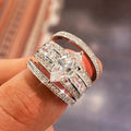 Huitan 3-Piece Cubic Zirconia Bridal Ring Set for Women