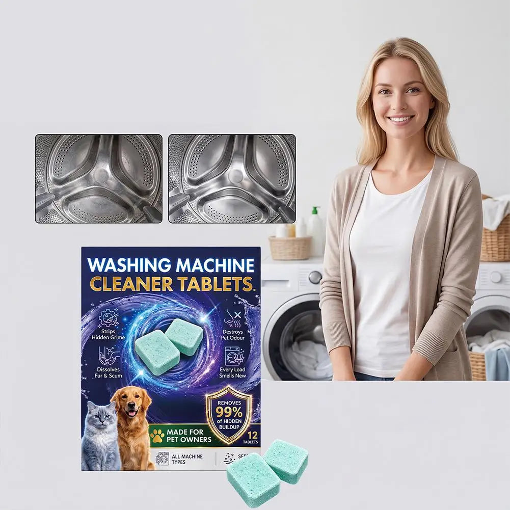 Washing Machine Cleaning Tablets 12/24 Pack – Descaler & Deodorizer