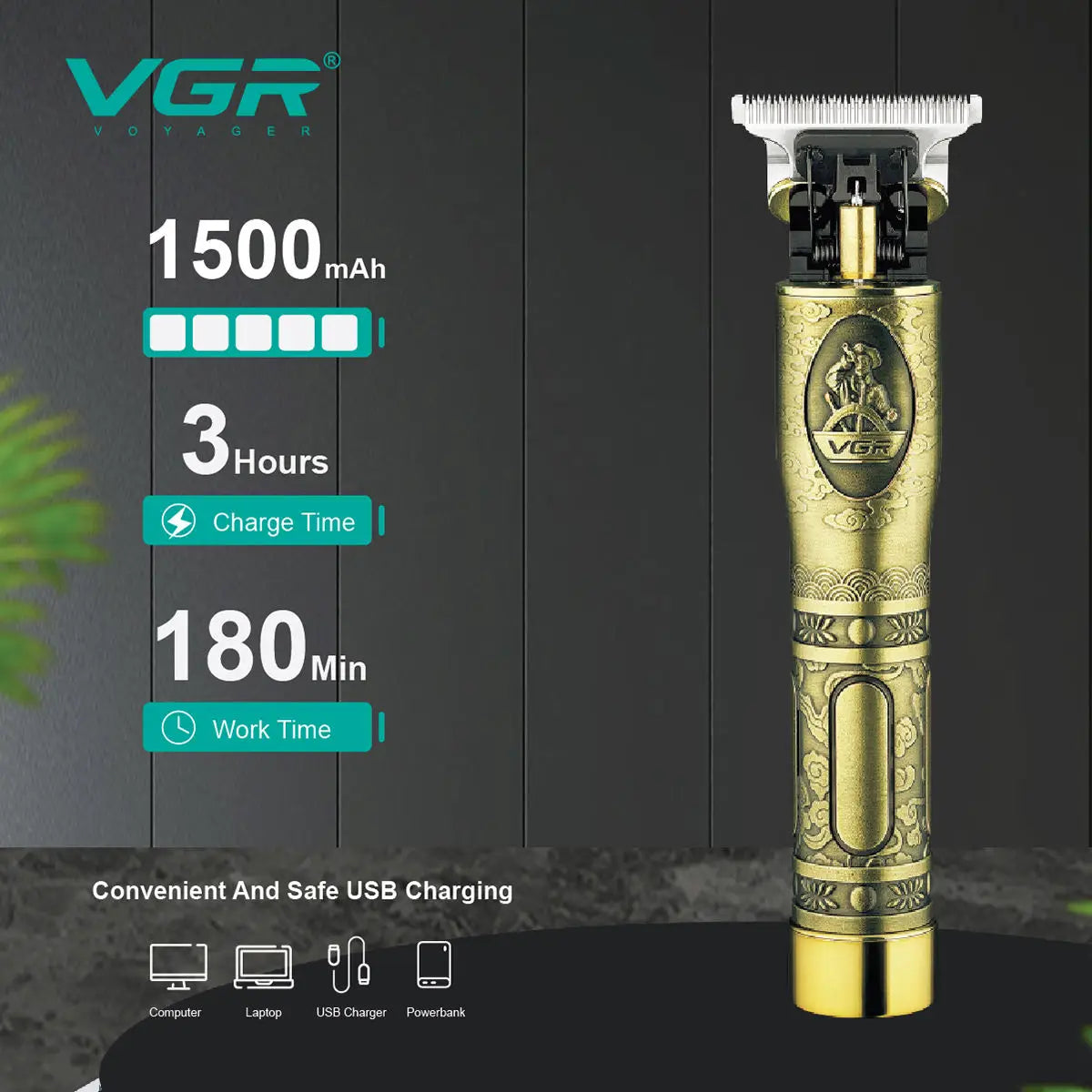 VGR V-081 Cordless Hair Clipper & Beard Trimmer for Men