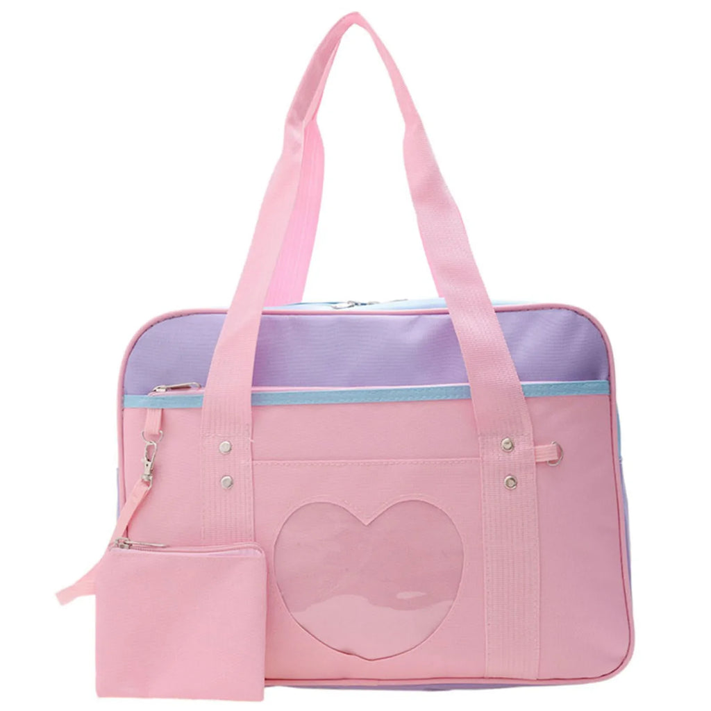 Anime JK Style Tote Bag – Cute Floral Sweetheart School Bag