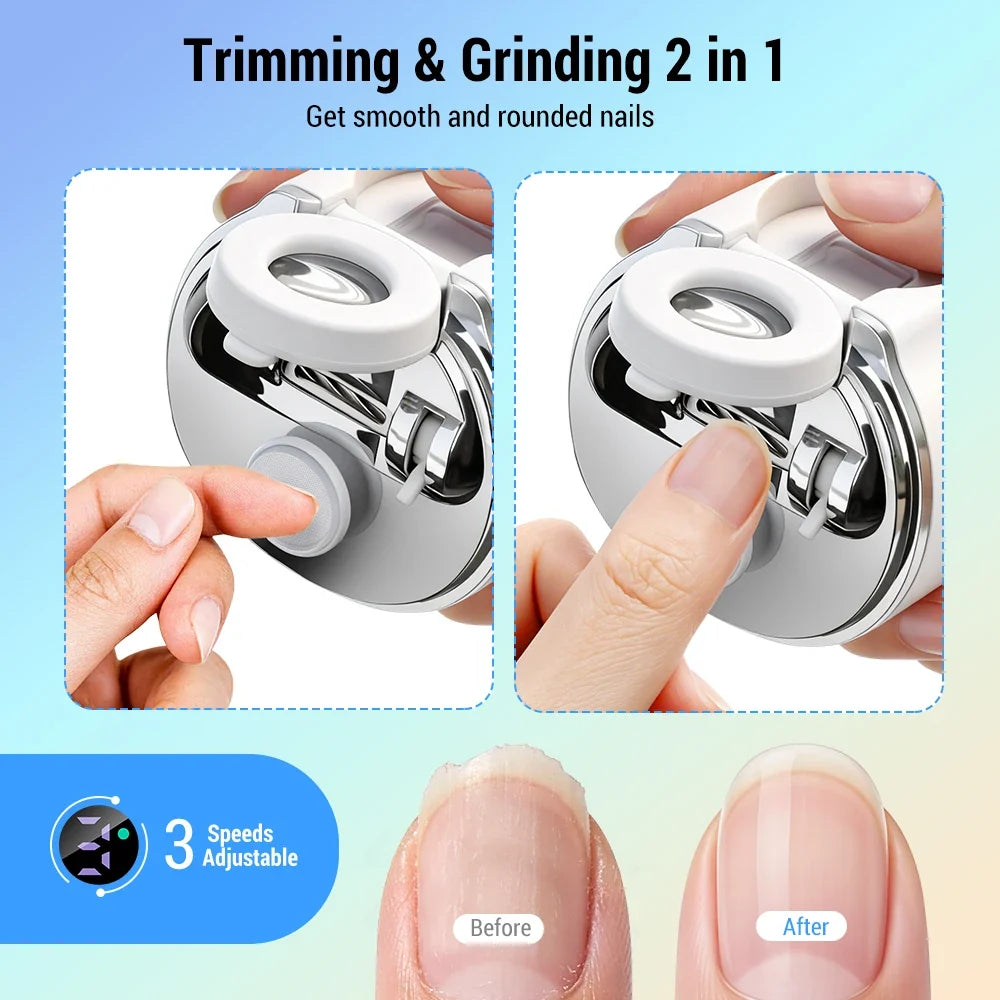 AFDEAL Electric Nail Trimmer – Dual Blade, LED, 3-Speed, LCD