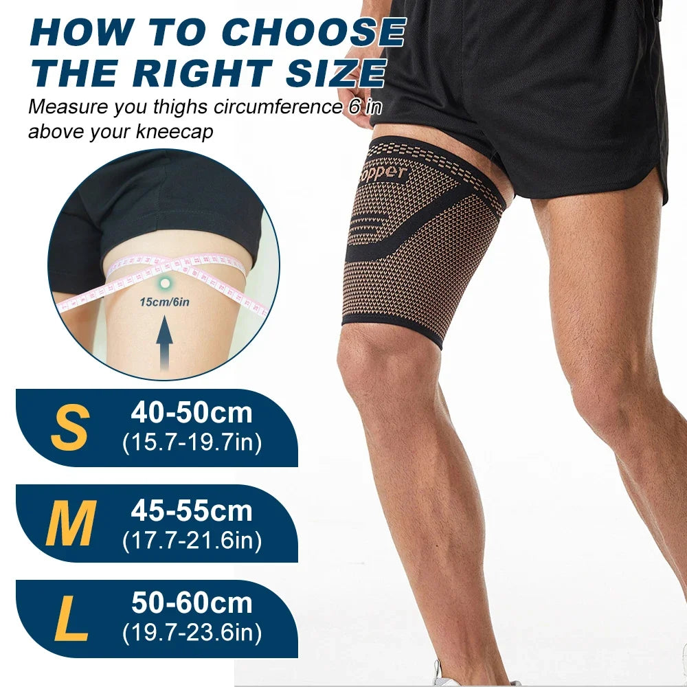 Copper Thigh Compression Sleeve – Hamstring & Quad Support