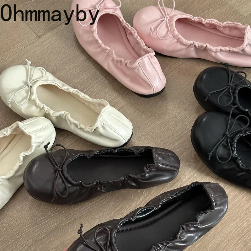 Women's Butterfly-Knot Mary Jane Ballet Flats | Slip-On