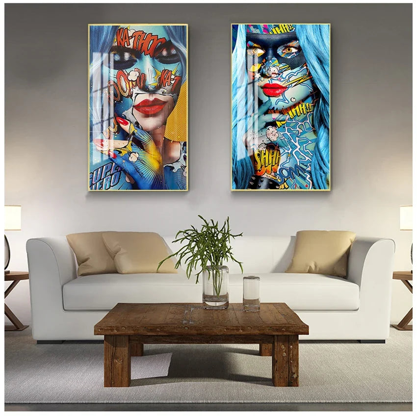 Graffiti Women Portrait Canvas Wall Art | Modern Unframed Poster
