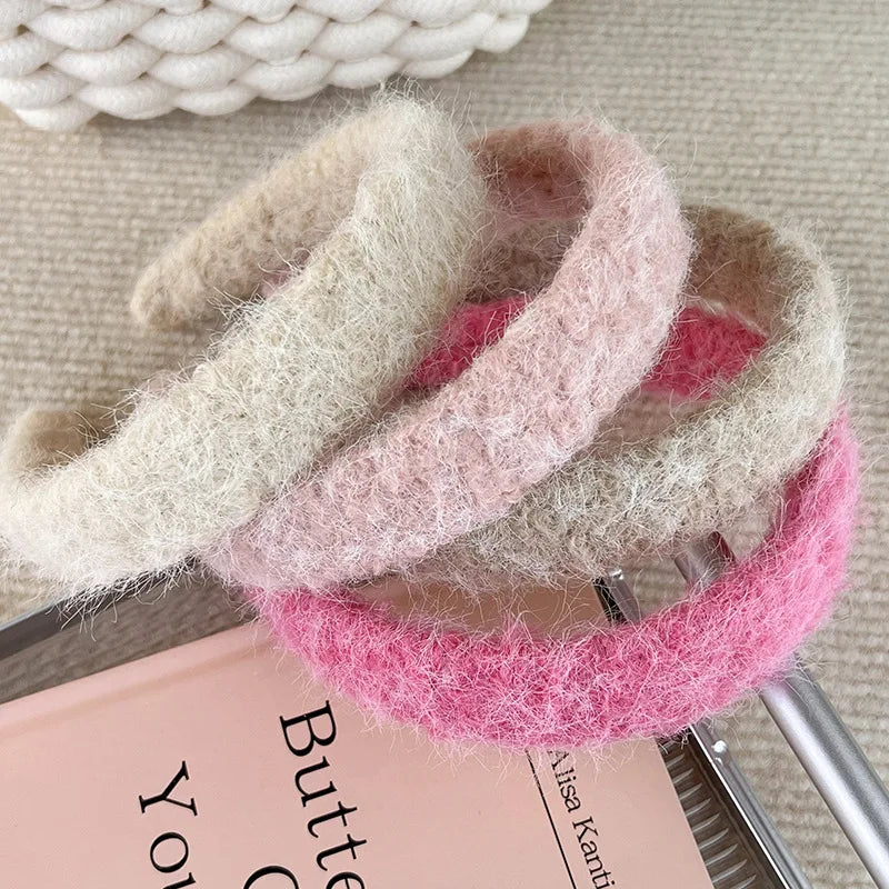 Women's Faux Mink Fur Wide Headband – Warm Plush Hair Hoop