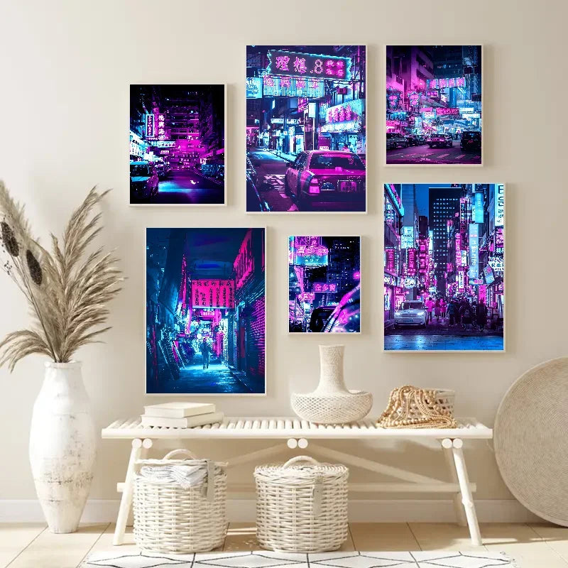Tokyo Cyberpunk Wall Poster – Self-Adhesive Waterproof Sticker