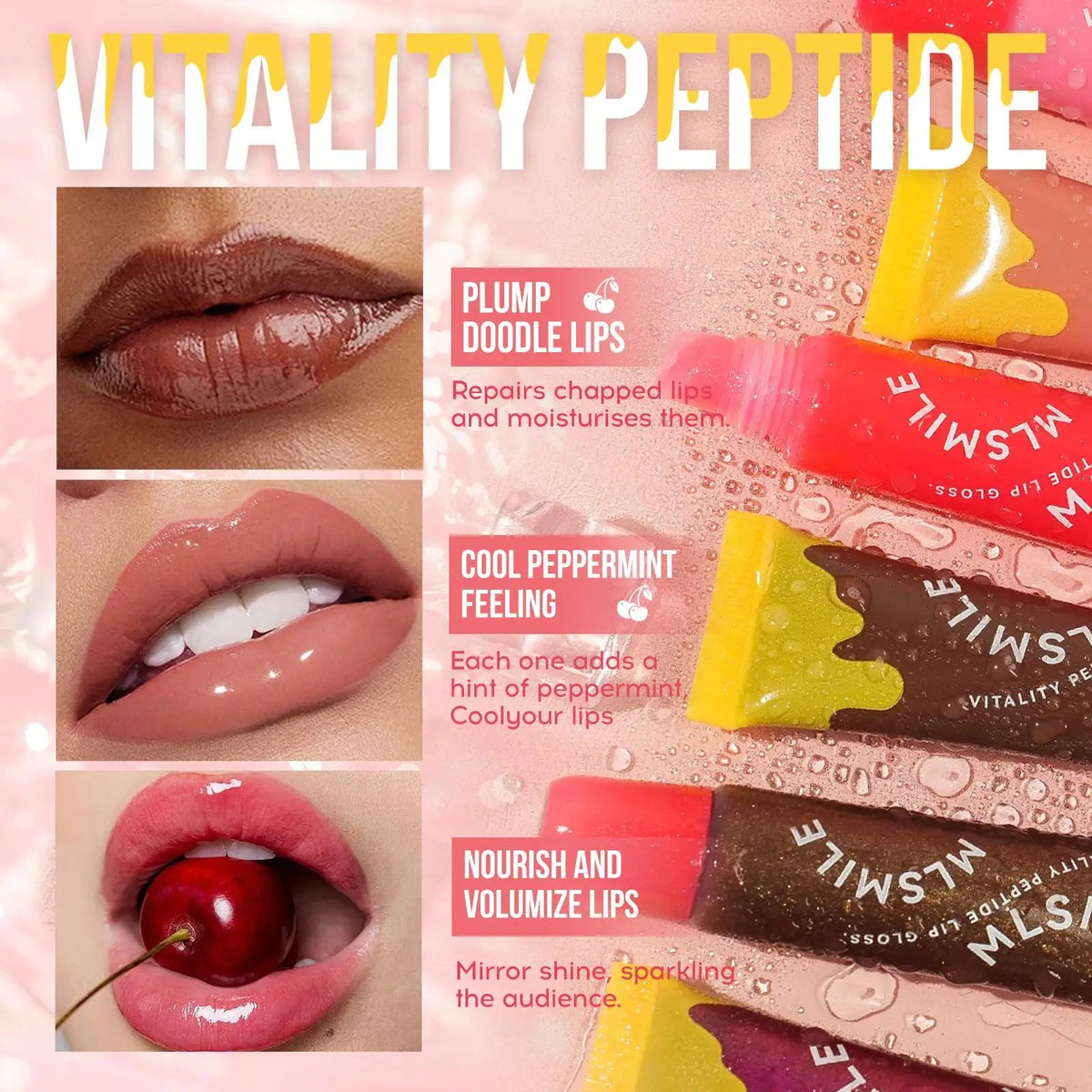 MLSMILE Peptide Lip Gloss – Plumping, Clear & Long-Lasting