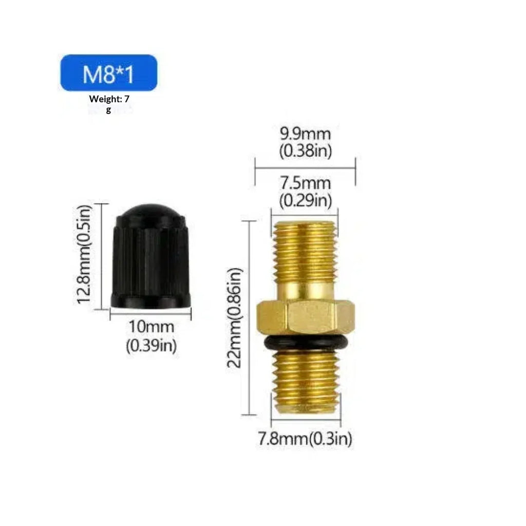 Brass Tire Valve Stems M8x1 – Heavy Duty Air Valves & Dust Caps