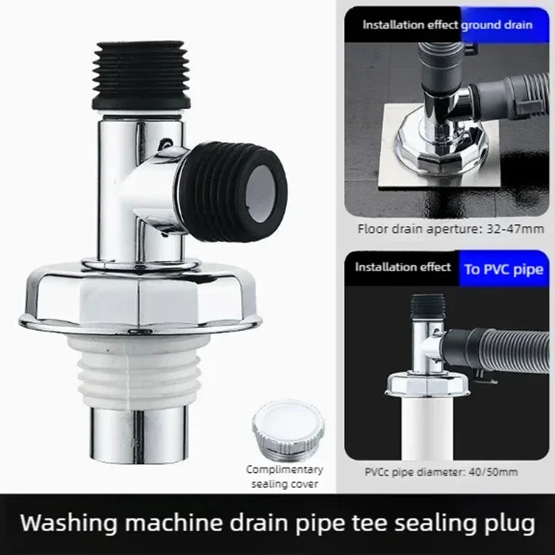 3-Way Washing Machine Drain Pipe | Odor-Proof Tee Joint