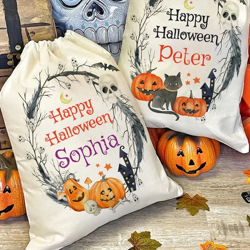 Personalized Halloween Drawstring Candy Bag – Custom Kids Gift