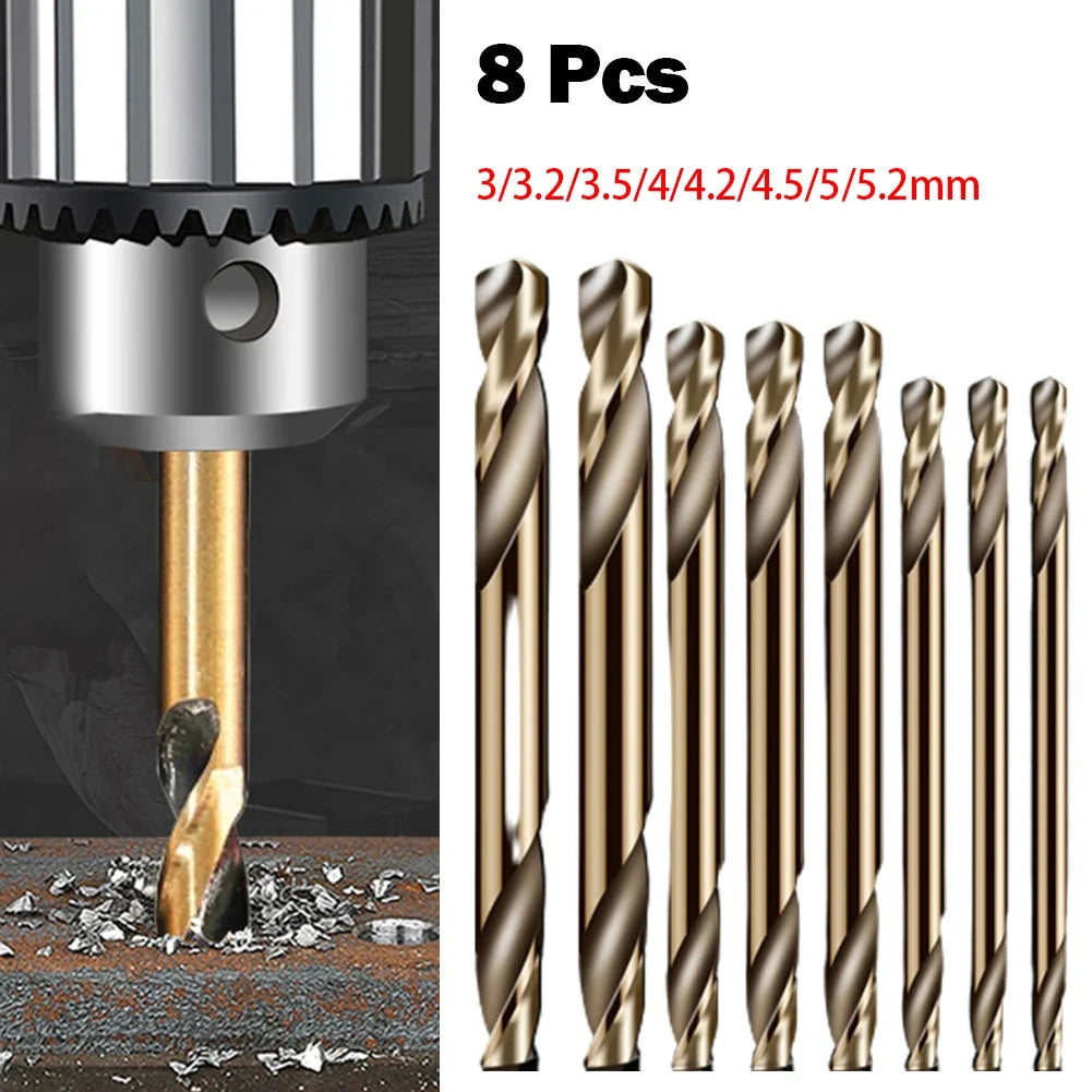 8-Pc Double-Head Twist Drill Bit Set 3–5.2mm – Wood & Metal