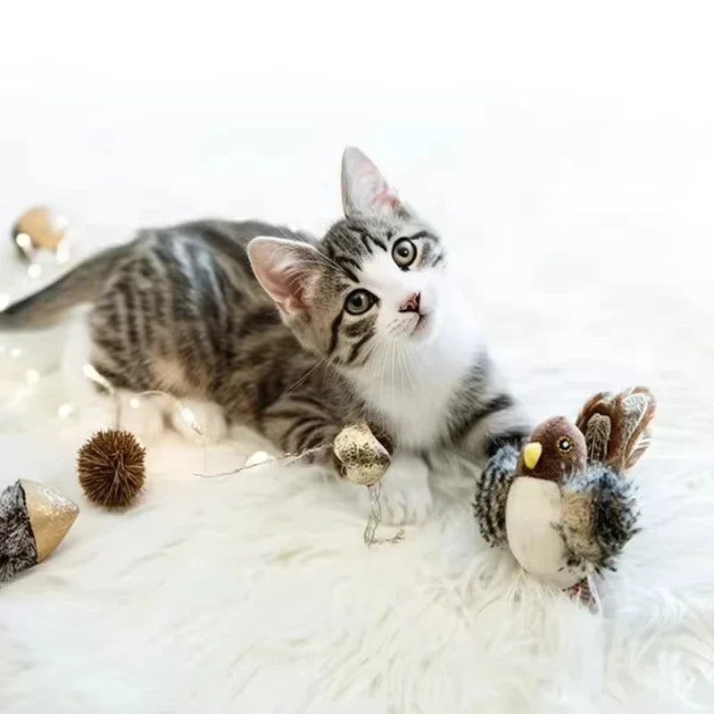 Interactive Flapping Bird Catnip Plush Toy for Indoor Cats