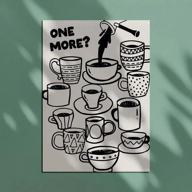 "One More?" Coffee Lover Canvas Wall Art | Kitchen Home Decor