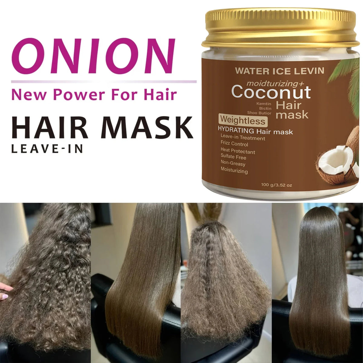 Sulfate-Free Coconut Hair Mask – Moisture & Heat Protection