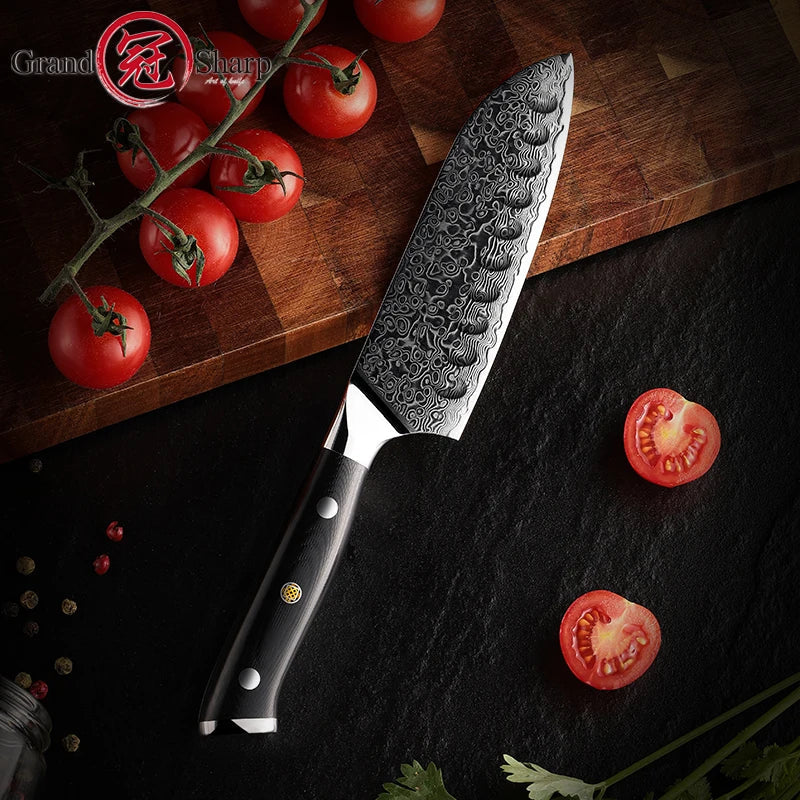 5-Inch Santoku Knife – 67-Layer AUS-10 Damascus Steel Chef Knife