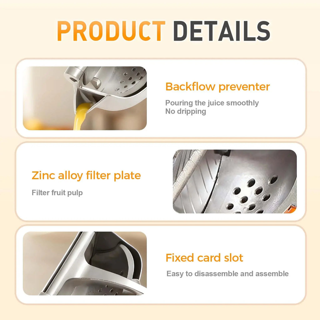 Real Aluminum Alloy Lemon Squeezer Citrus Juicer Hand Press Heavy