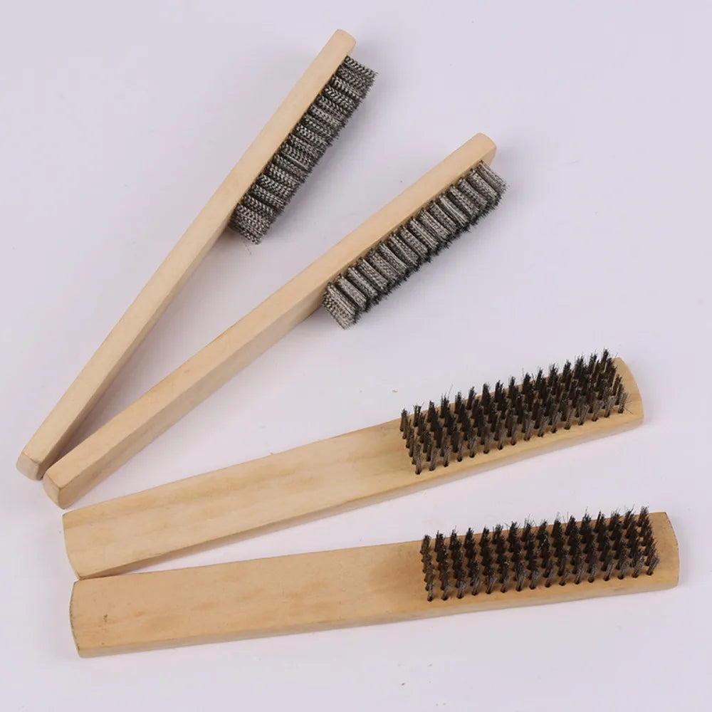 Root Carving Stainless Steel Wire Brush Wooden Handle Clean
