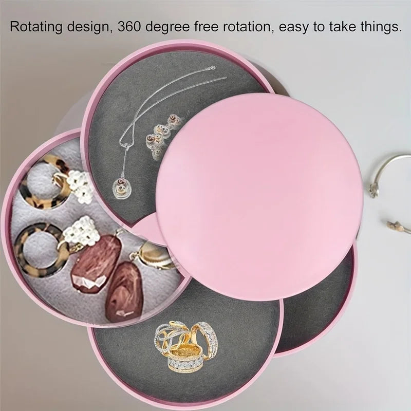 4 Layers Rotating Jewellery Storage Box Women Necklace Desk Organizer