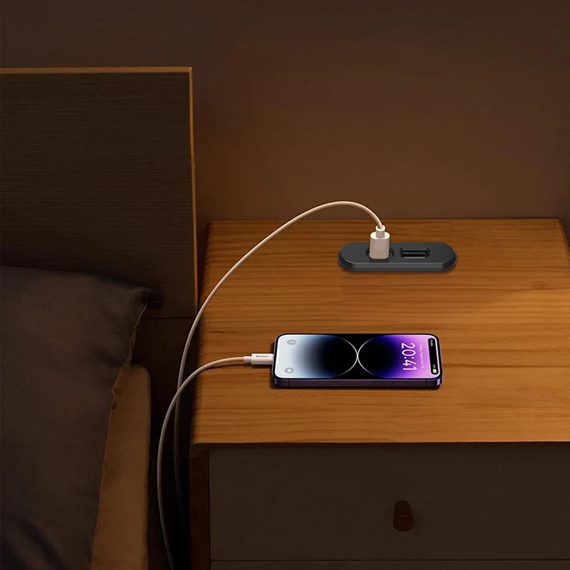 Office Bedroom Table Recessed Sockets 1 USB-A Type-c Built Desktop