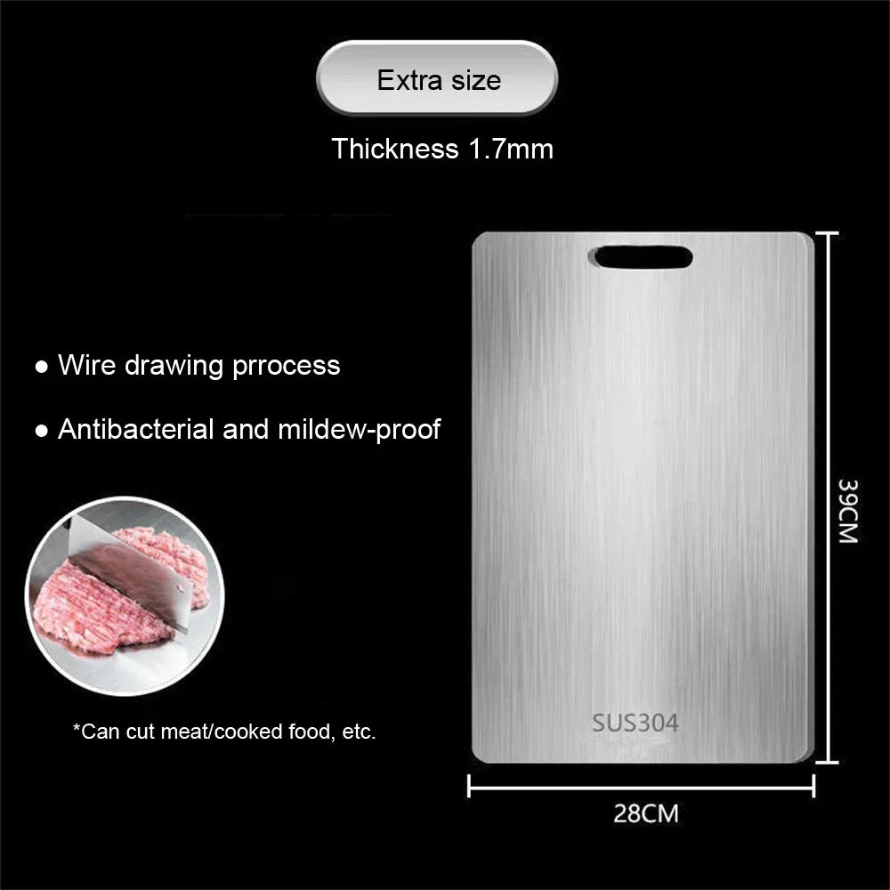 316 Stainless Steel Cutting Board – Reversible 2-in-1 Non-Slip