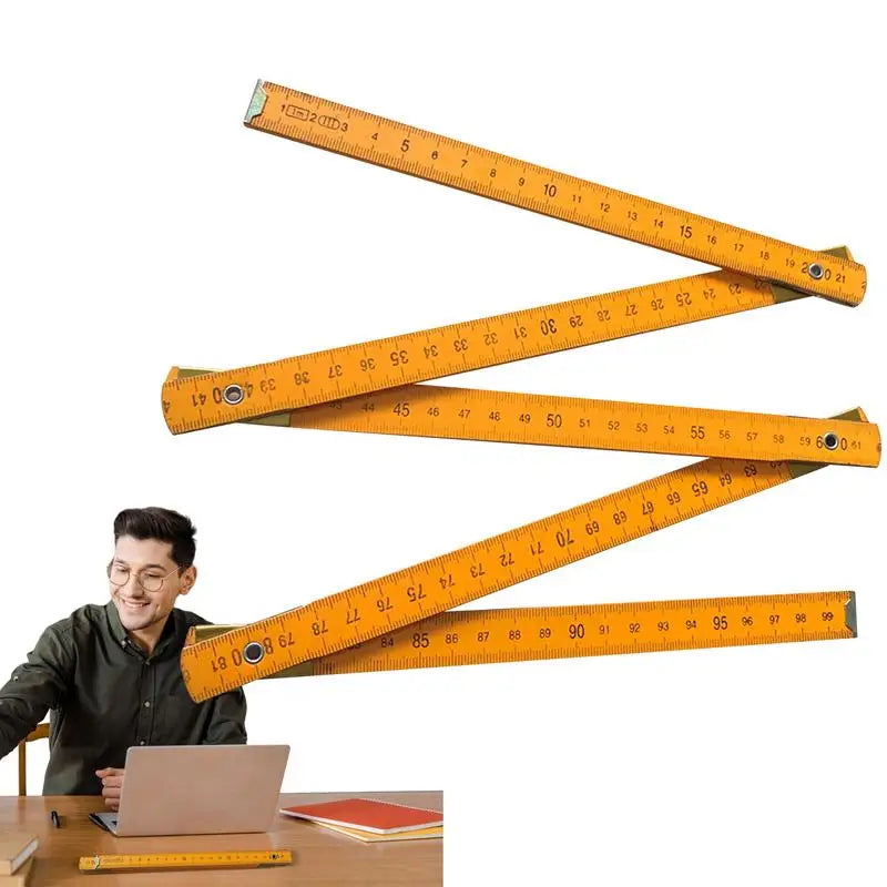 Wooden Foldable Ruler Folding 1 Meter Stick Wood Metric Scale
