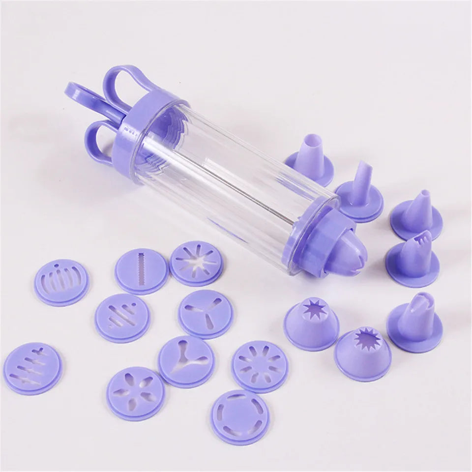 DIY Pastry Cream Gun & Cookie Decorator – 18-Piece Nozzle Set