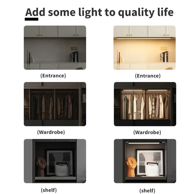USB Rechargeable PIR Motion Sensor LED Wardrobe Night Light