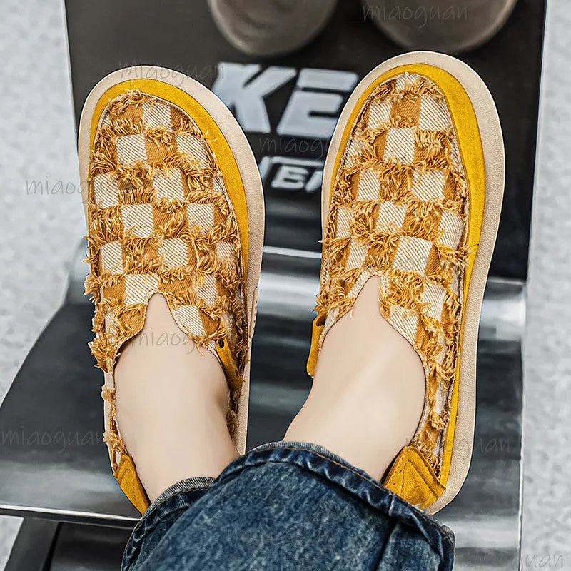 Men's Canvas Slip-On Loafers – Casual Espadrille Flat Shoes