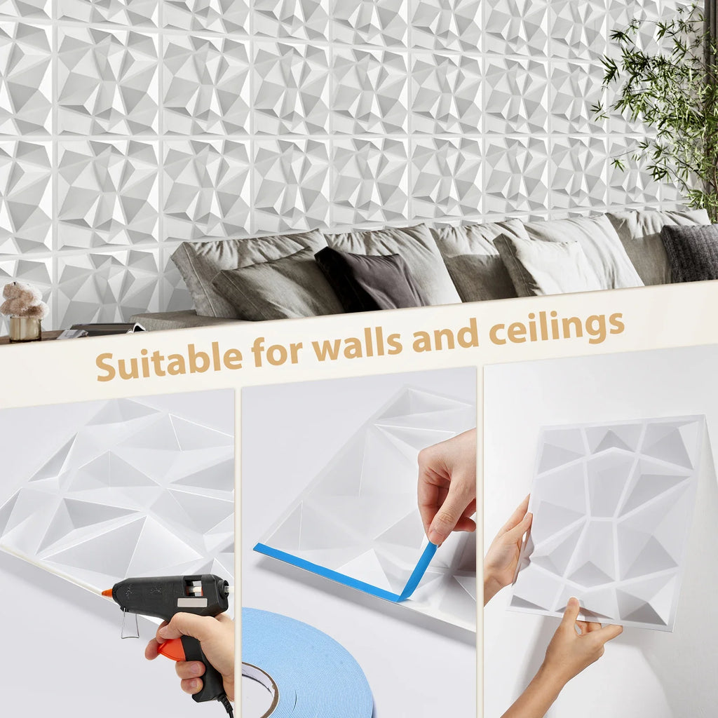 20 3D Diamond Patterned PVC Wall Panel Suitable Indoor Decoration 11