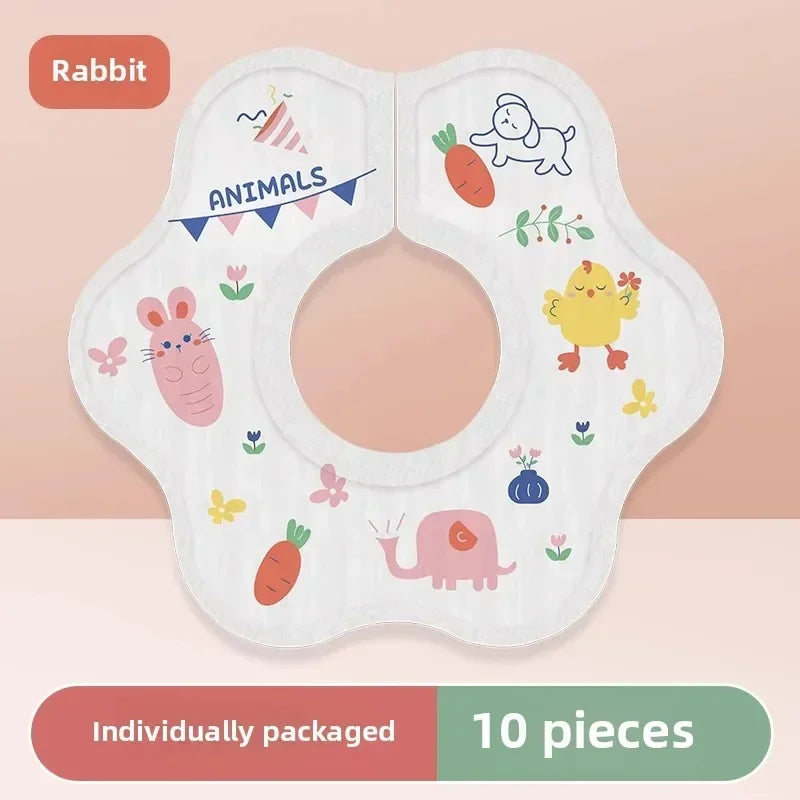 10 Disposable Bibs Baby Drool Towel Waterproof 360 Degree Anti