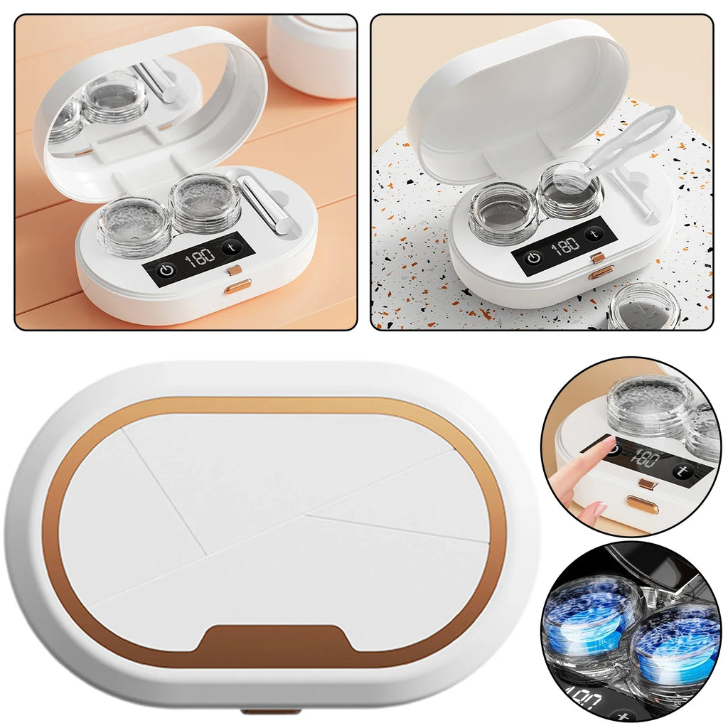 Ultrasonic Contact Lens Cleaner – 360° Vibration, 3 Modes