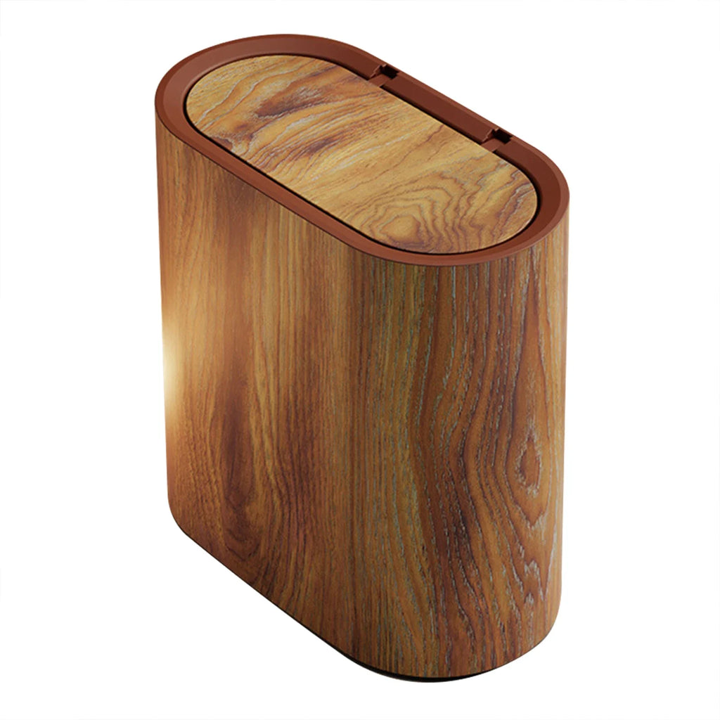 Marble Slim Trash Can with Lid – Narrow Wastebasket for Home