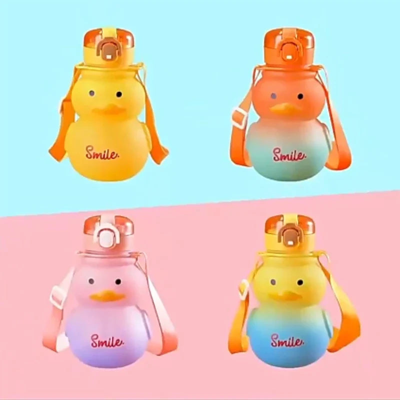 650ml Kawaii Duck Water Bottle with Straw – BPA-Free Leakproof