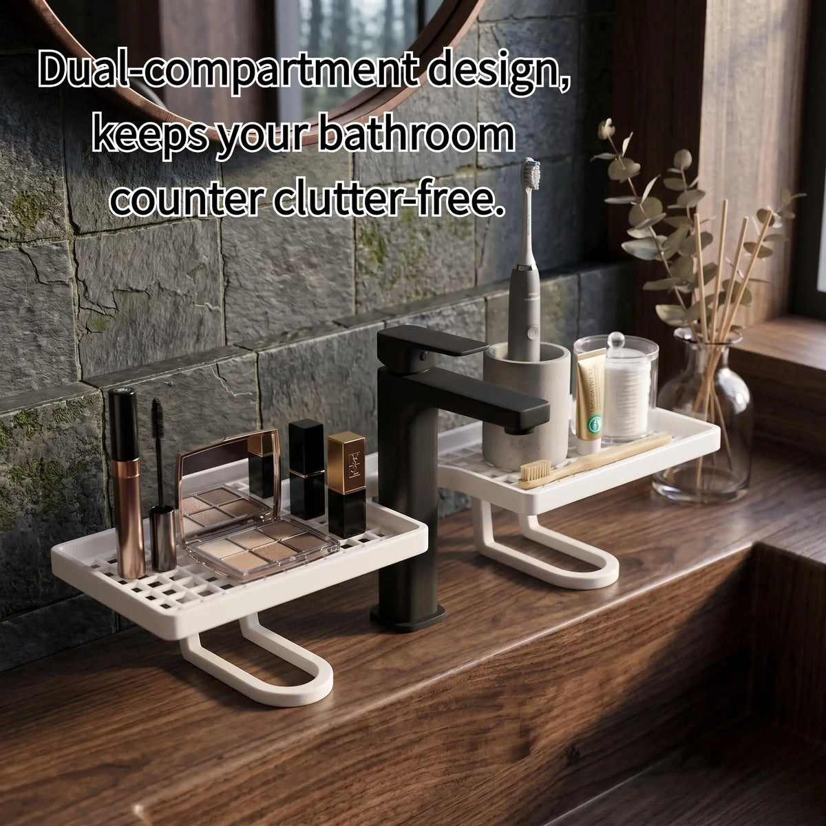 Bathroom Sink Faucet Organizer Rack | Mesh Drainage Tray