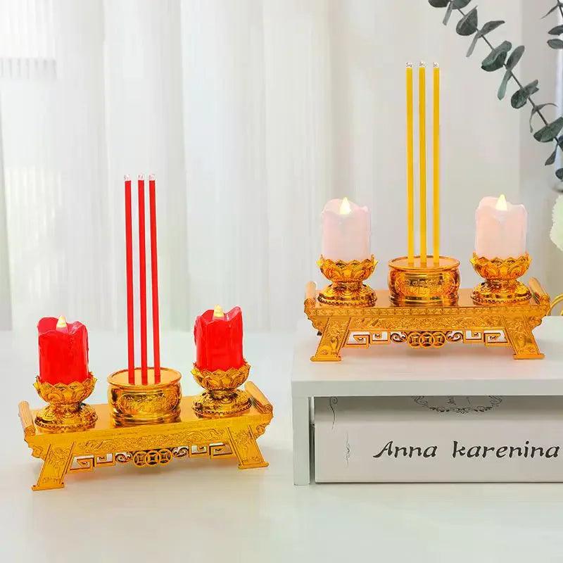 LED Prayer Candle Light | Smokeless Swinging Flame | Golden