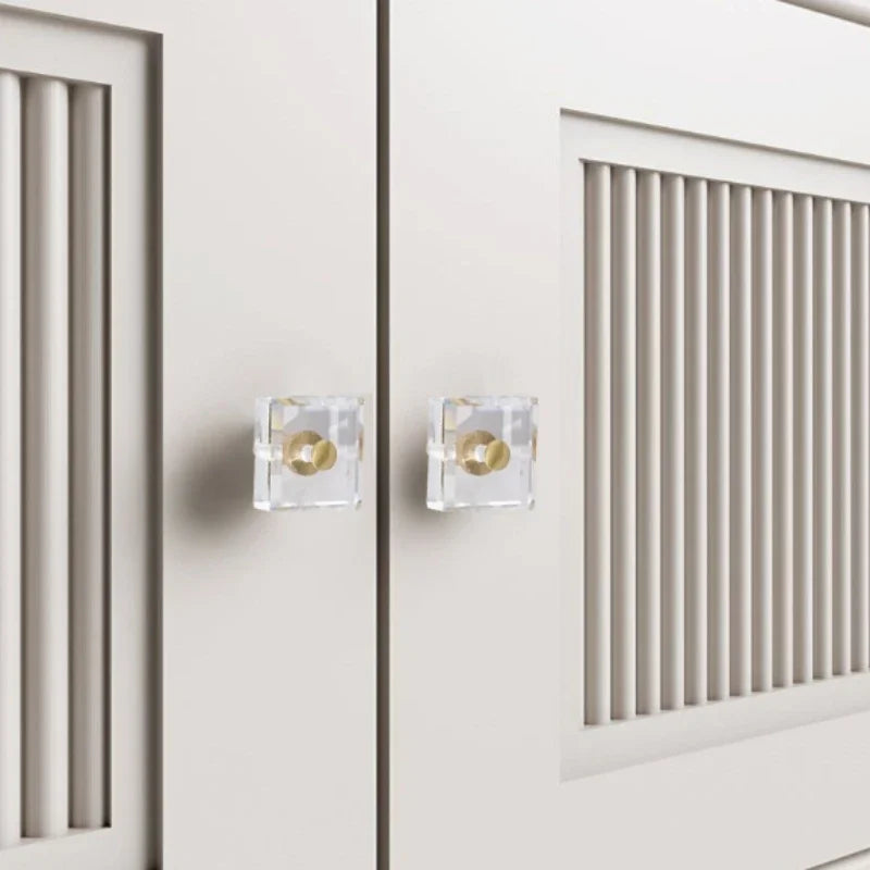 Solid Brass Crystal Glass Cabinet Pull Handle & Drawer Knob