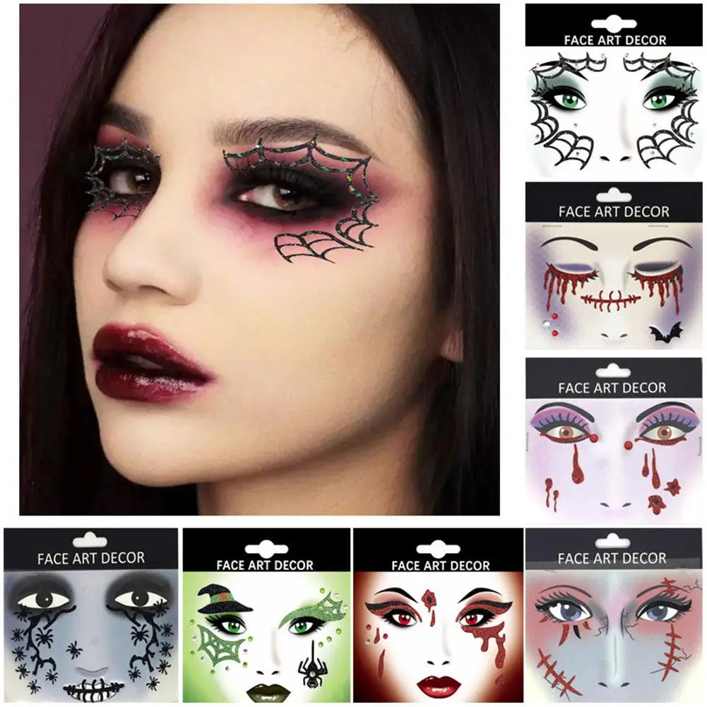 Halloween Face Gems Crystal Rhinestone Glitter Jewel Stickers