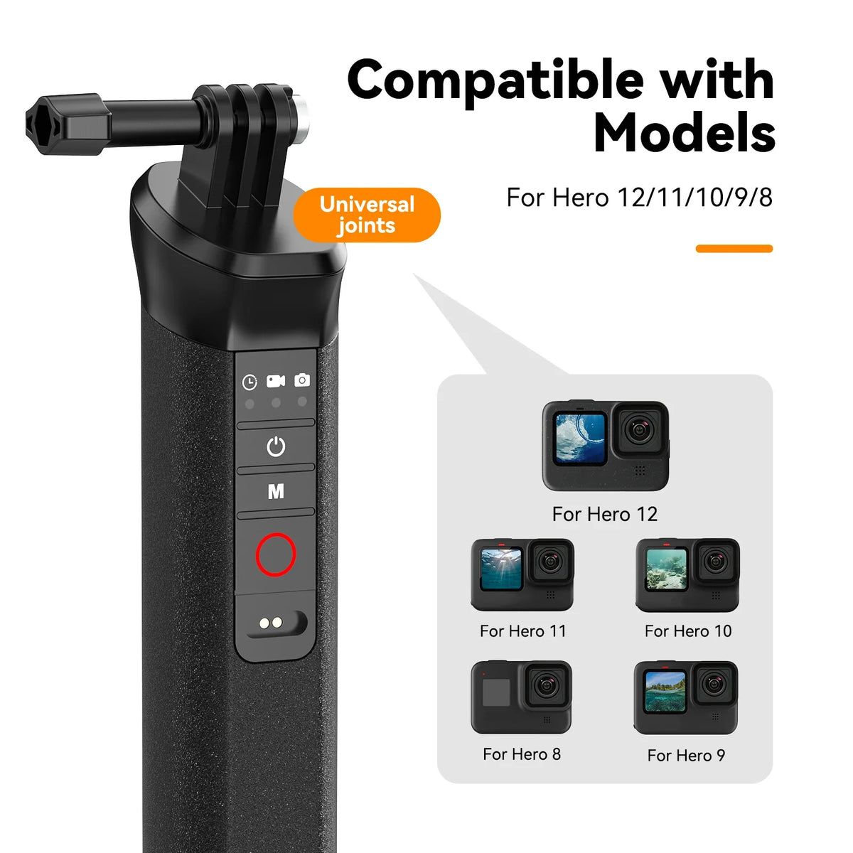 TELESIN Buoyancy Bar Selfie Stick Waterproof Gopro Hero 9 10 11 12