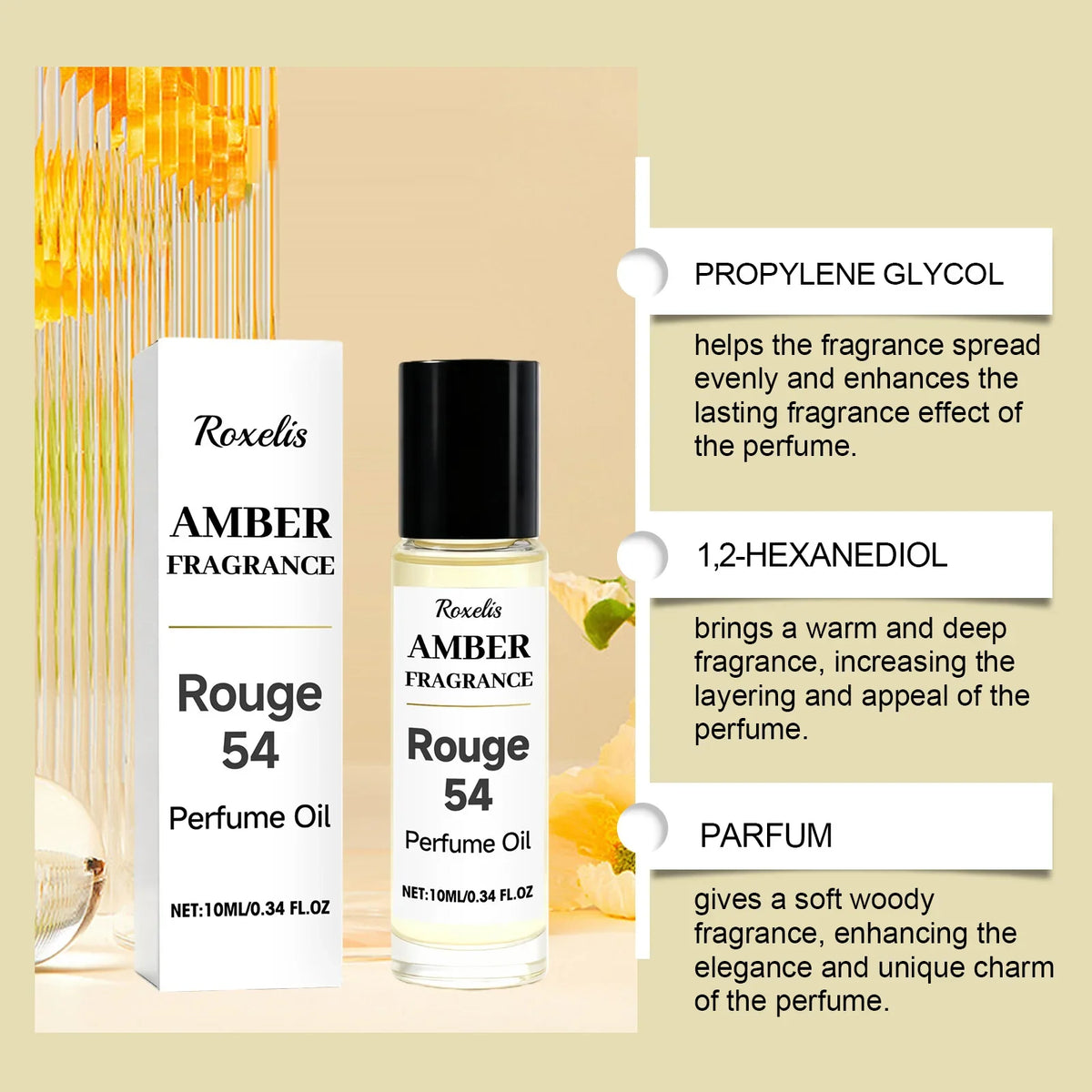 Sweet Amber Roll-On Perfume – Portable Long-Lasting Scent