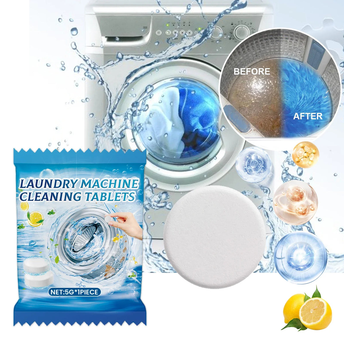 JAKEHOE Washing Machine Cleaning Tablets – Descale & Deodorize