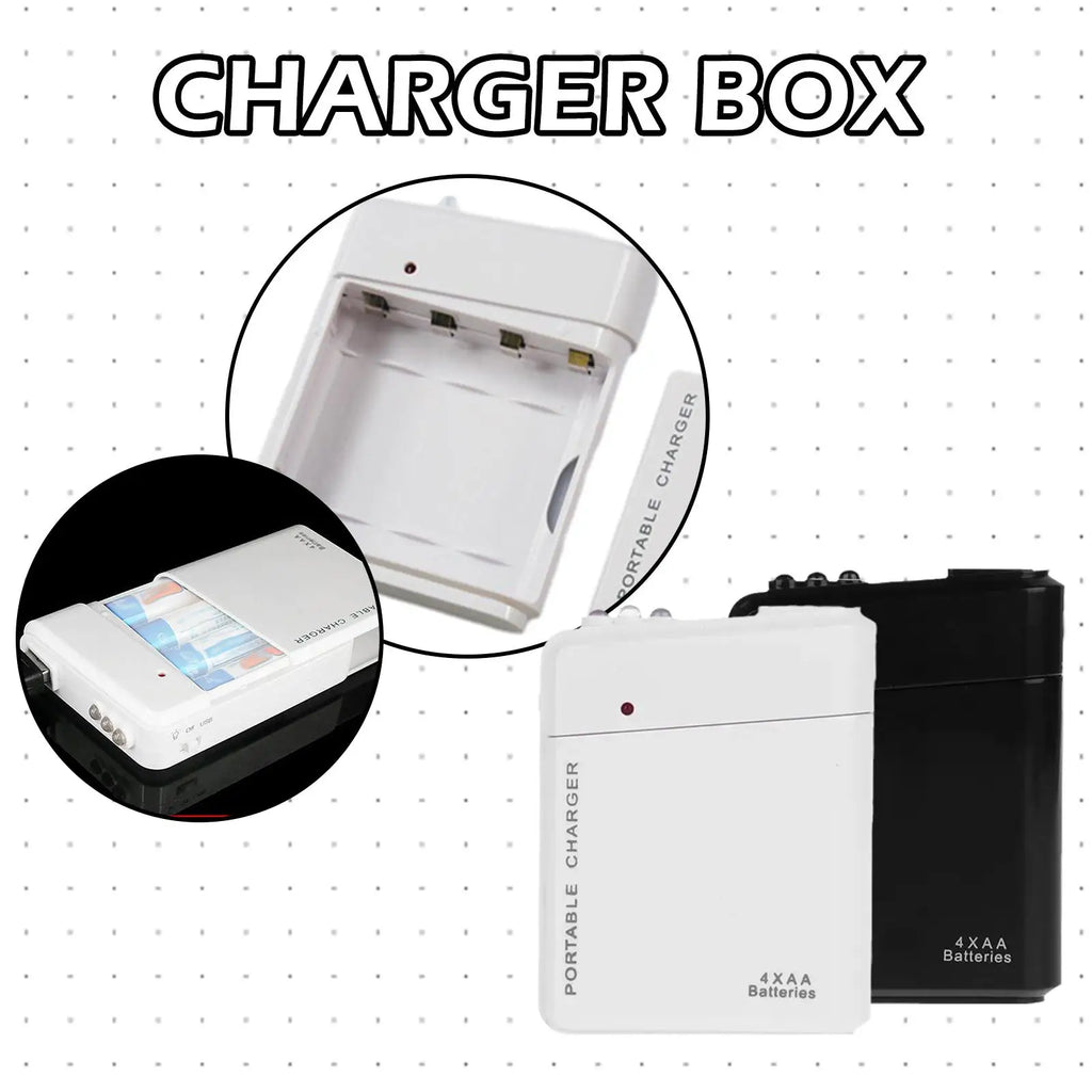 4-Slot AA Battery USB Power Bank – Emergency Charger & LED
