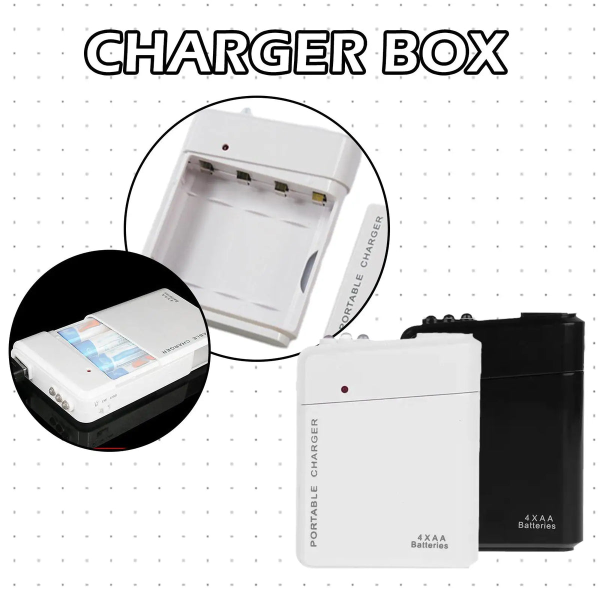 4-Slot AA Battery USB Power Bank – Emergency Charger & LED